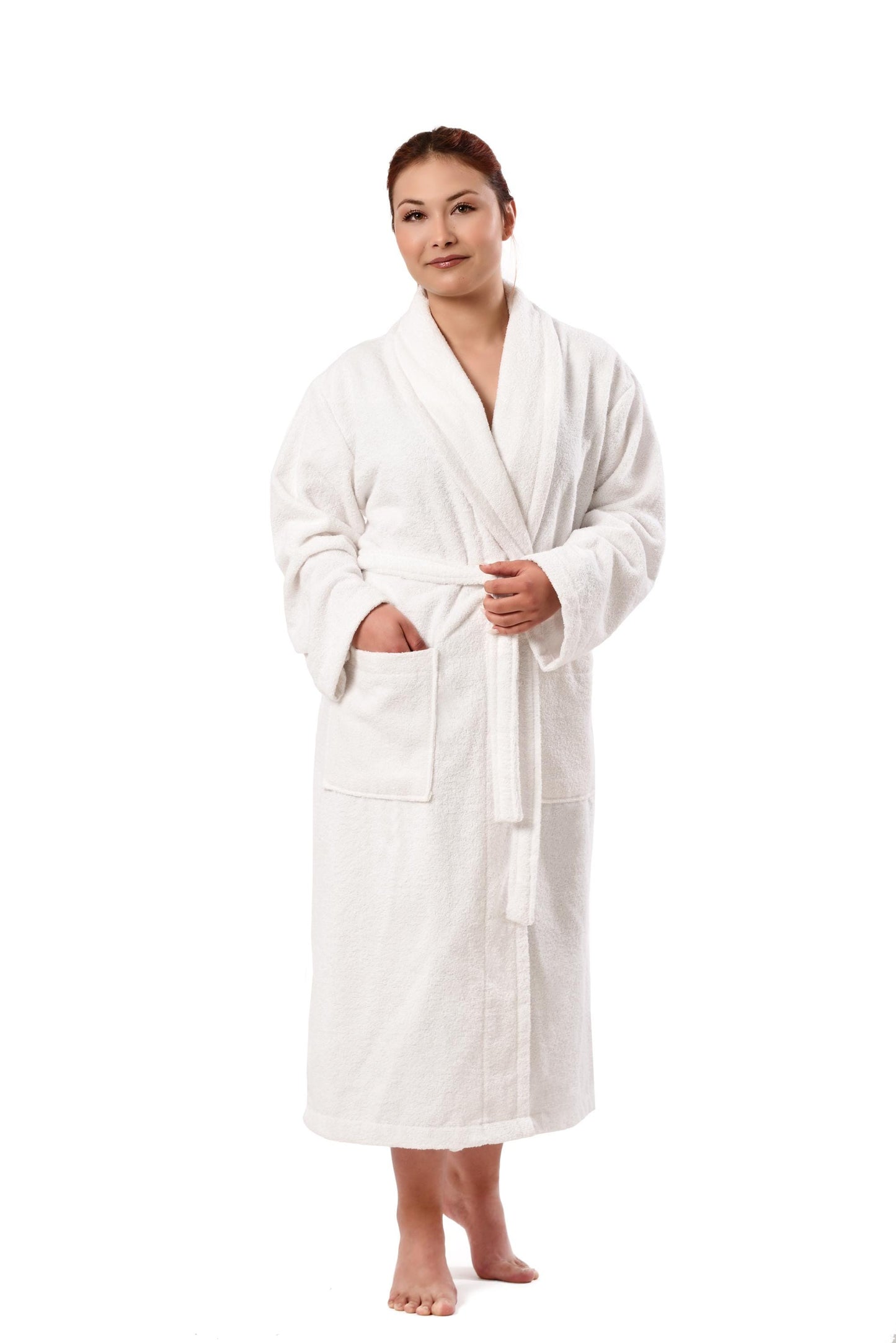 Turkish Cotton White Robe | Spa Bathrobe with Pockets, Belt