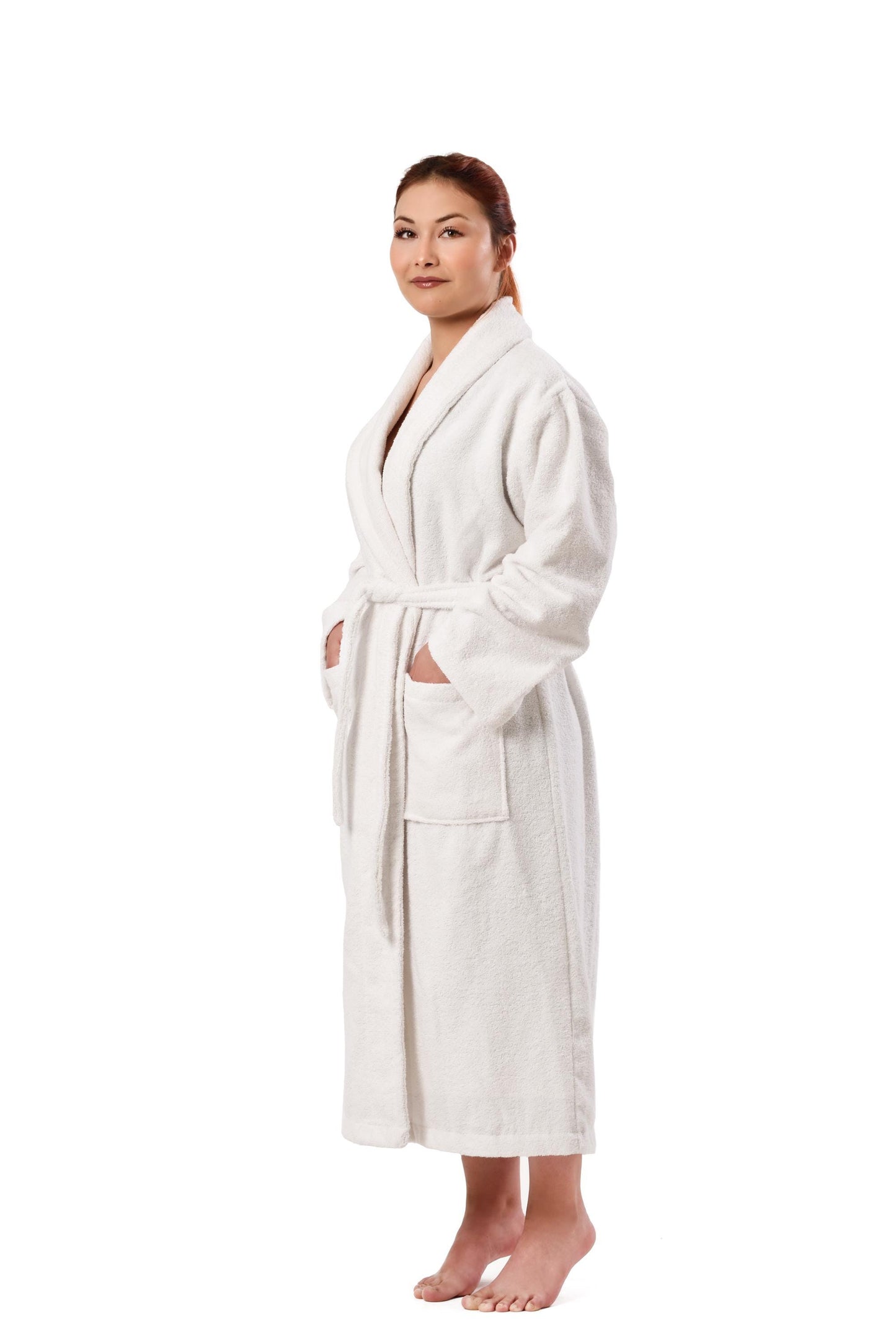 Turkish Cotton White Robe | Spa Bathrobe with Pockets, Belt