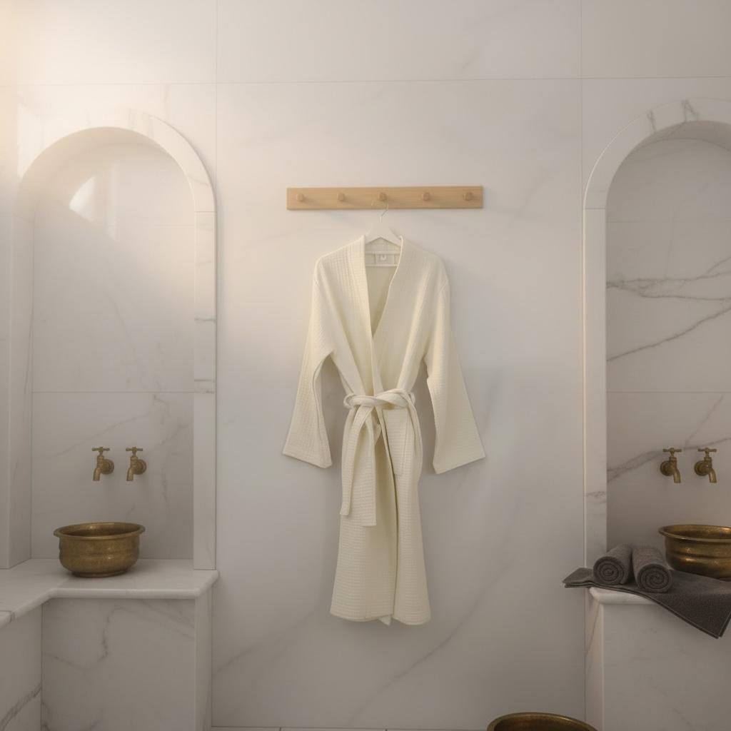 Cream Muslin Robe | Lightweight 100% Organic Cotton Gauze Bathrobe | Unisex Spa & Lounge Robe